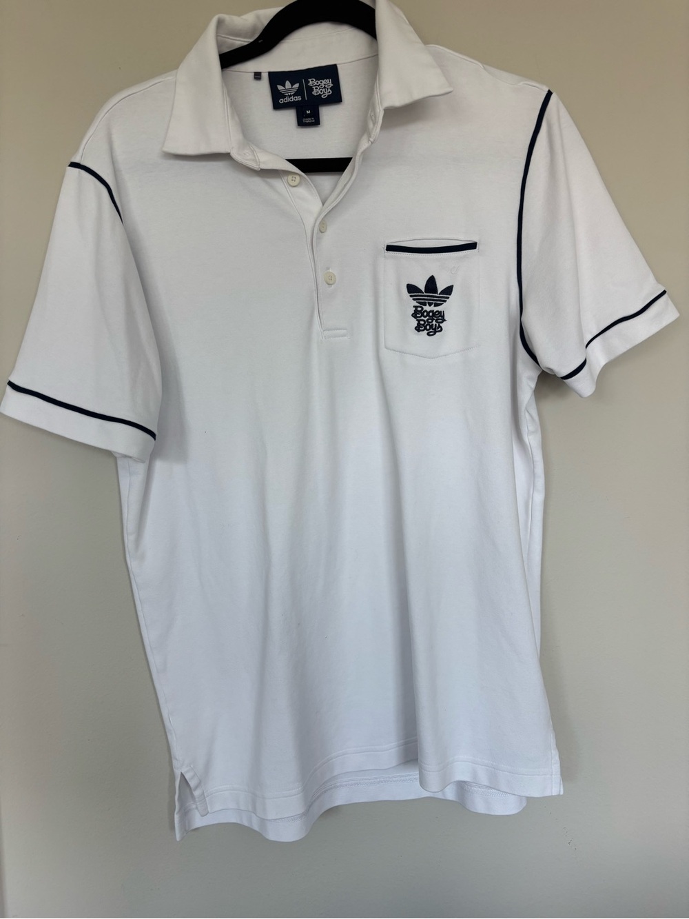 adidas Originals Bogey Boys White Polo with Navy Piping